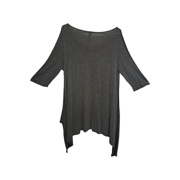 Cacia Womens 1X Charcoal Long Sleeve Asymmetric Hem Top - Picture 2 of 5